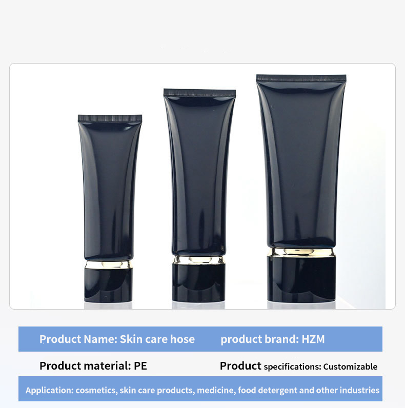 Luxury Empty 30ml 50ml 100ml 150ml 200ml Black Plastic Pe Cosmetic Squeeze Printing Tube With Screw Cover