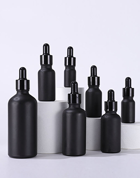 Frosted Black 5ml 10ml 15ml 20ml 30ml 50ml 100ml Matte Black Aluminum Bamboo Wooden Dropper Pipette Glass Essential Oil Bottles