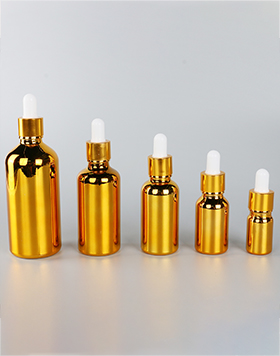 5ml 10ml 15ml 30ml 50ml 100ml Empty Electroplate UV Gold Coating Shiny Spray Bottle Glass Dropper Bottles For Essential Oil