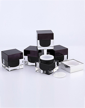 Acrylic Cosmetic Packaging Container Luxury Face Cream Jar 15g Empty Black Square Cosmetic Cream Jar