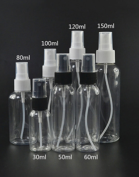 Refillable 1oz 50ml 80ml 100ml 120ml 150ml Plastic Small Spray Bottle Mist Spray Bottle