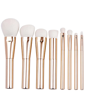 Natural Luxury High Quality White Hair Gold Handle Makeup Brush 8pcs Custom Logo Makeup Brush Set