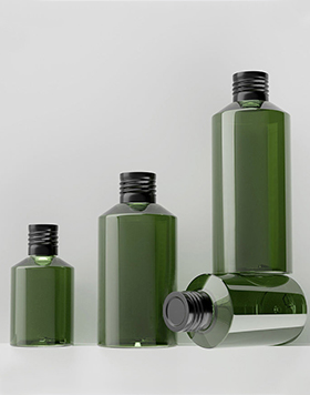 50ml 100ml 150ml 200ml Sloping Shoulder Dark Green Pet Plastic Toner Bottle With Black Aluminum Cap