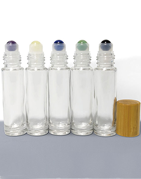 Fast Delivery 10ml Transparent Refillable Essential Oil Gemstone Spheres For Rollerball Bottles