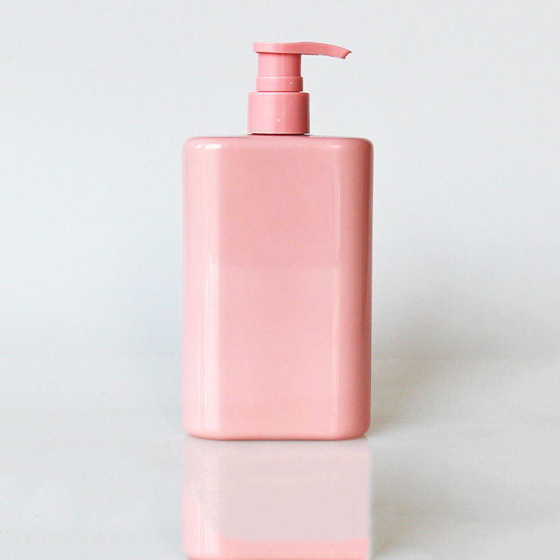 Body Lotion Shower Gel Container Bottle PET Plastic 300ml Custom Pink Empty Square Shmapoo Bottle