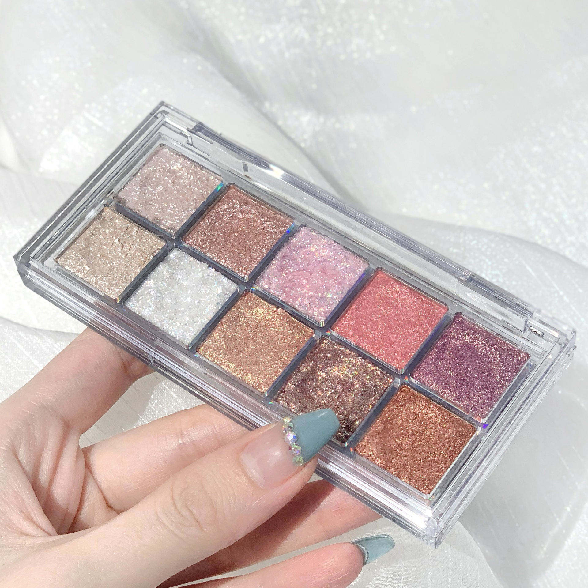 Customized Makeup Cosmetic Set Cruelty Free Glitter Cream Pearlescent Matte 10 Colors Eyeshadow Palette