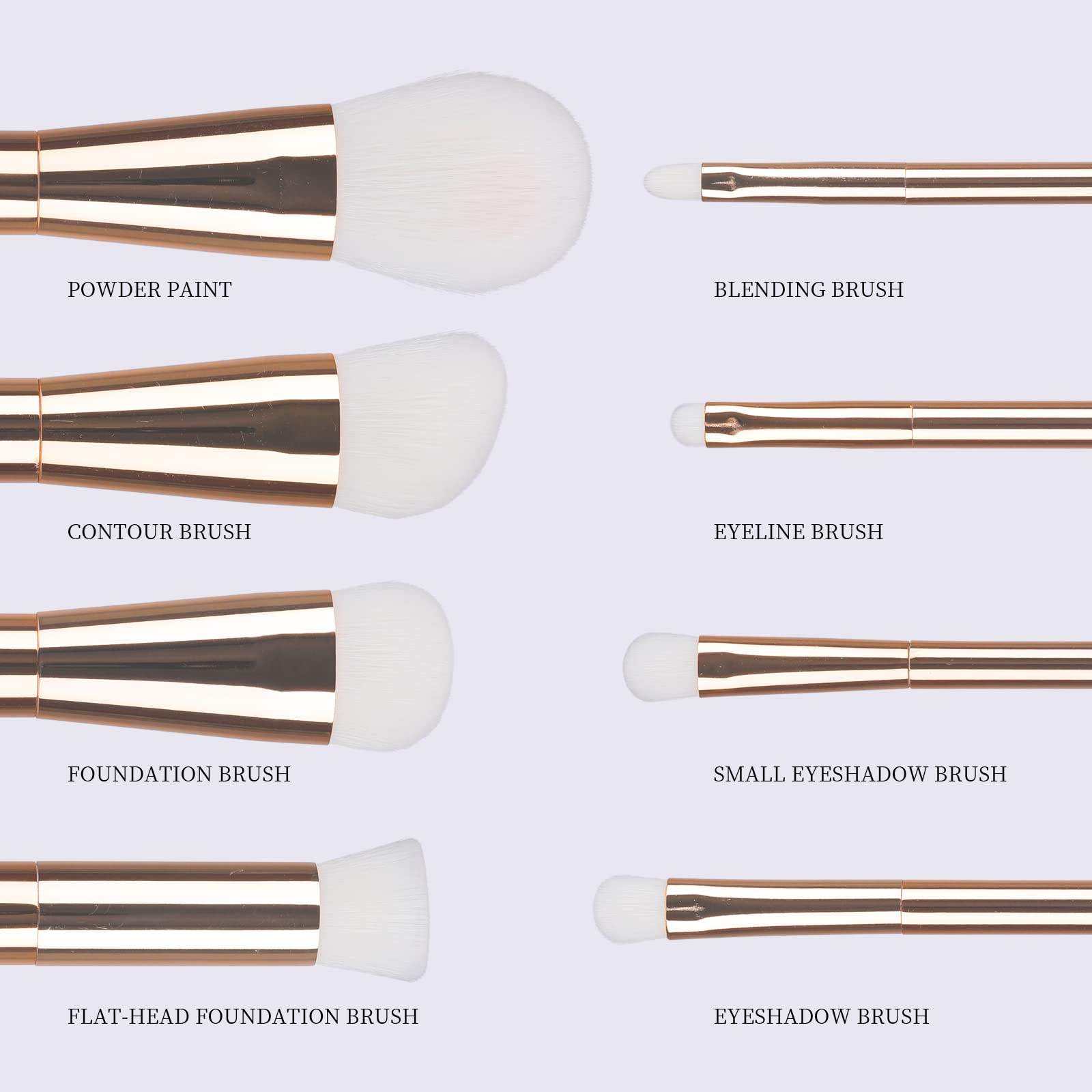 Natural Luxury High Quality White Hair Gold Handle Makeup Brush 8pcs Custom Logo Makeup Brush Set