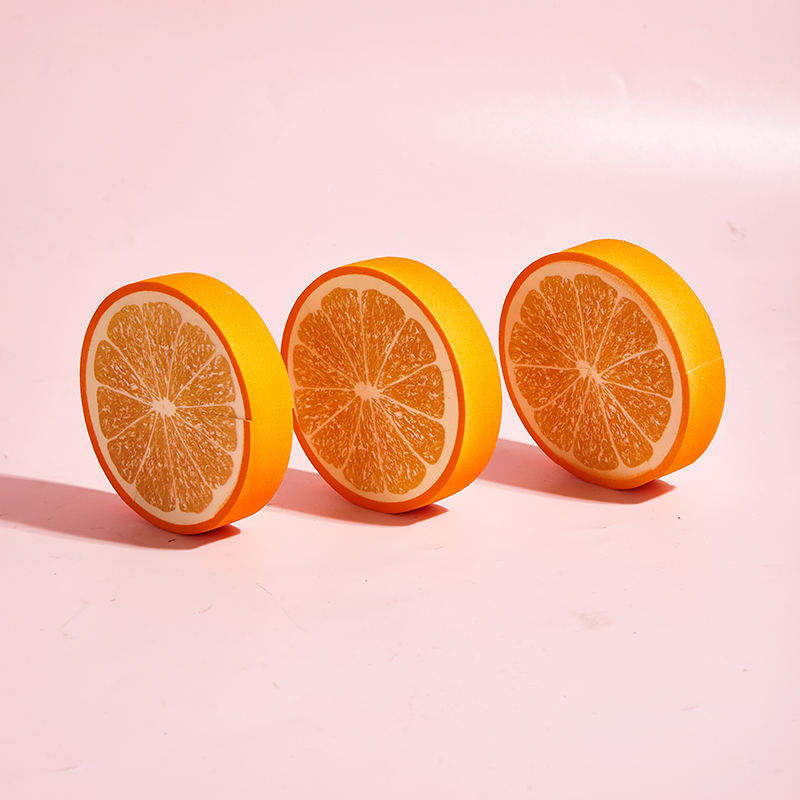 New Arrival Fruit Cosmetics Puff Custom Logo Unique 6pcs Round Orange Design Wedge Makeup Sponge