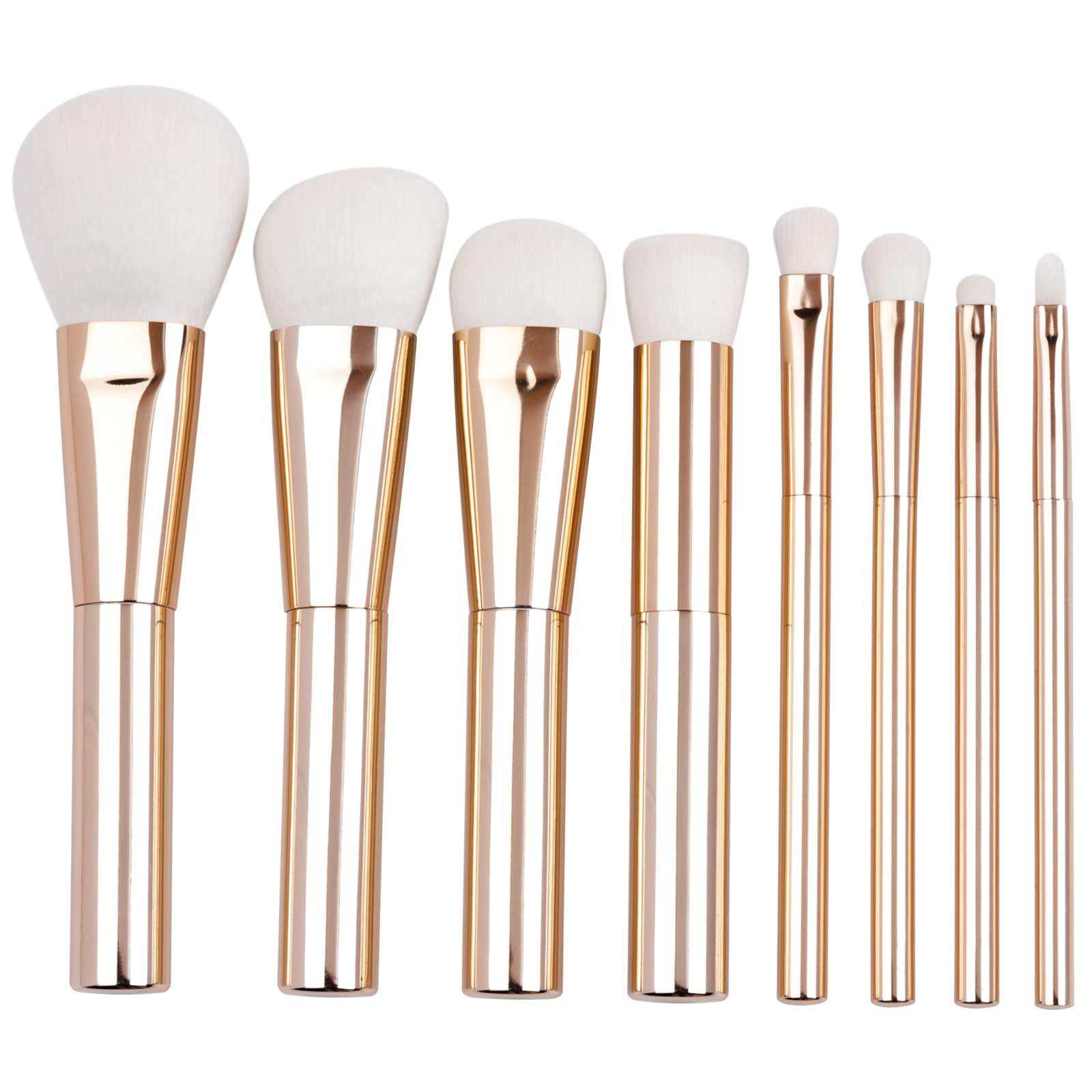 Natural Luxury High Quality White Hair Gold Handle Makeup Brush 8pcs Custom Logo Makeup Brush Set