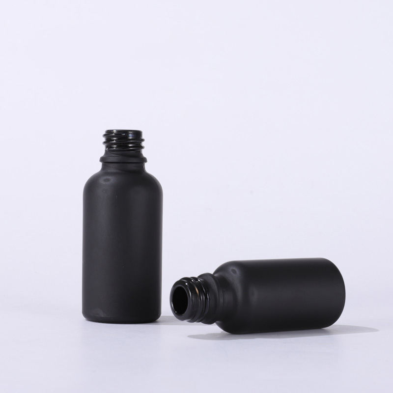 Frosted Black 5ml 10ml 15ml 20ml 30ml 50ml 100ml Matte Black Aluminum Bamboo Wooden Dropper Pipette Glass Essential Oil Bottles