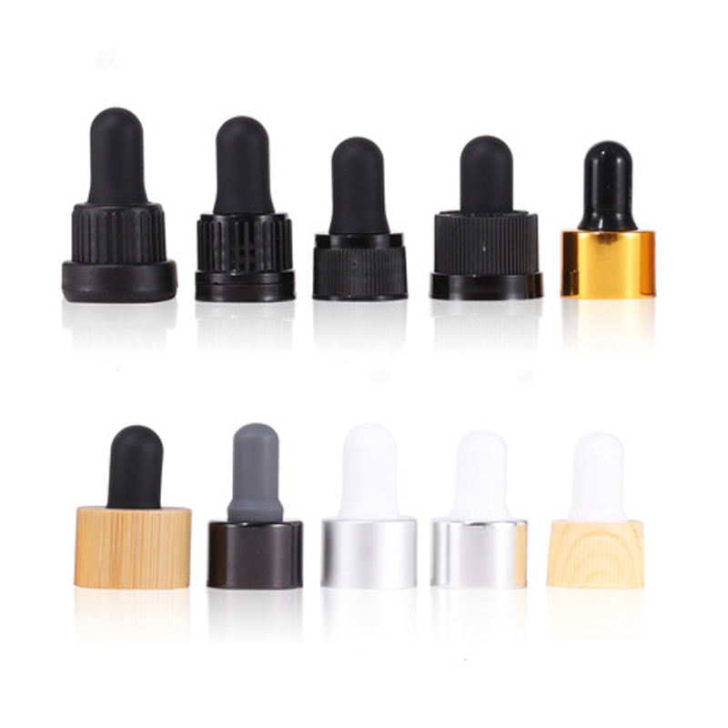 Frosted Black 5ml 10ml 15ml 20ml 30ml 50ml 100ml Matte Black Aluminum Bamboo Wooden Dropper Pipette Glass Essential Oil Bottles