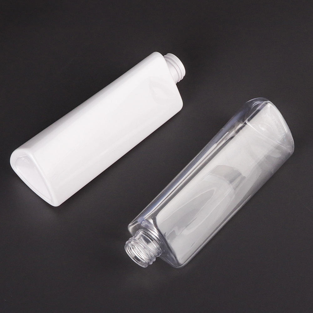 Plastic Packaging Unique Shape White 180ml 200ml Shampoo Lotion Container Triangles PET Cosmetic Bottle