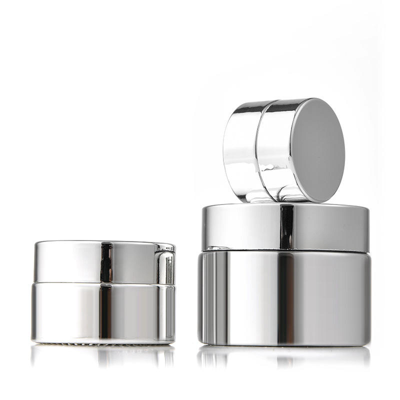 Electroplate Silver 5 10 15 20 30 50g Face Cream Empty Cosmetic Packaging Portable Custom Glass Jar With Lid