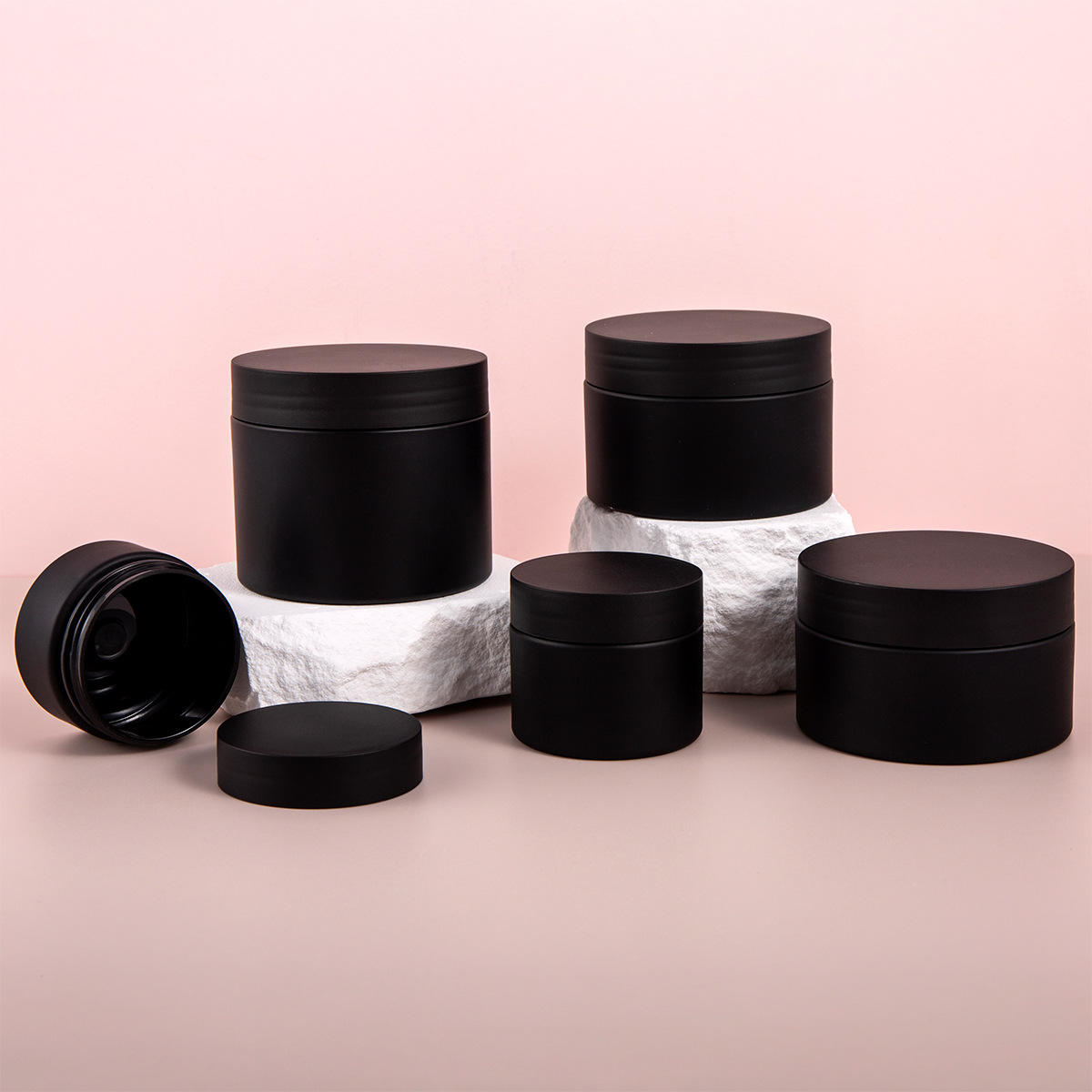 30g 50g 100g 120g 150g Round Matte Black PET Skin Care Body Butter Eco-Friendly Plastic Eye Cream Jar With Lid