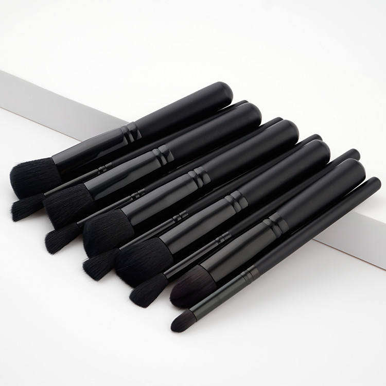 Classic Black Wooden Handle Soft Fiber Hair Tresluces Brush Vegan Custom Logo 10pcs Makeup Brush Set