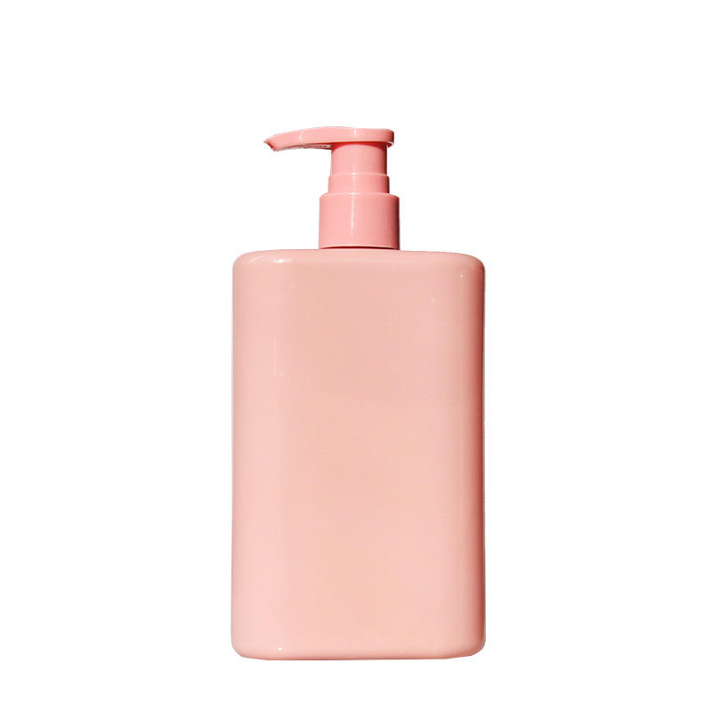 Body Lotion Shower Gel Container Bottle PET Plastic 300ml Custom Pink Empty Square Shmapoo Bottle