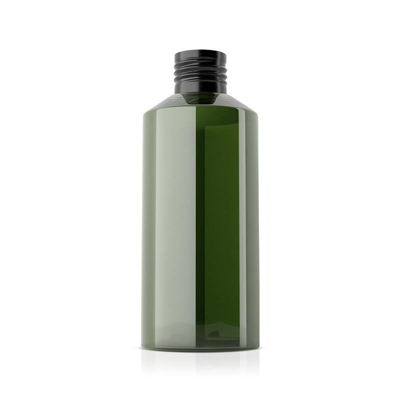 50ml 100ml 150ml 200ml Sloping Shoulder Dark Green Pet Plastic Toner Bottle With Black Aluminum Cap