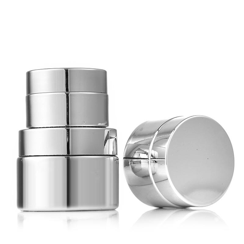 Electroplate Silver 5 10 15 20 30 50g Face Cream Empty Cosmetic Packaging Portable Custom Glass Jar With Lid