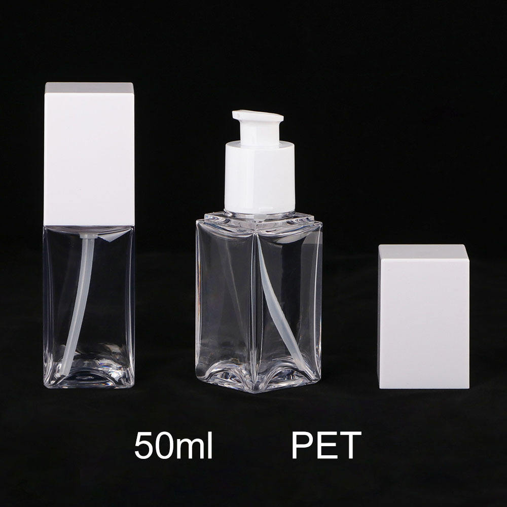 Luxury 50ml 100ml Cosmetic Square Pet Thick Wall Skincare Packaging Plastic Facial Serum Body Lotion Bottle