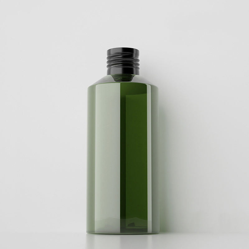 50ml 100ml 150ml 200ml Sloping Shoulder Dark Green Pet Plastic Toner Bottle With Black Aluminum Cap