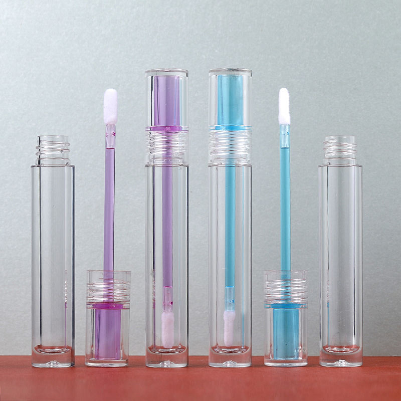 4ml Full Clear Transparent Liquid Makeup Packaging Color Brush Stick Round Lip Gloss Tube