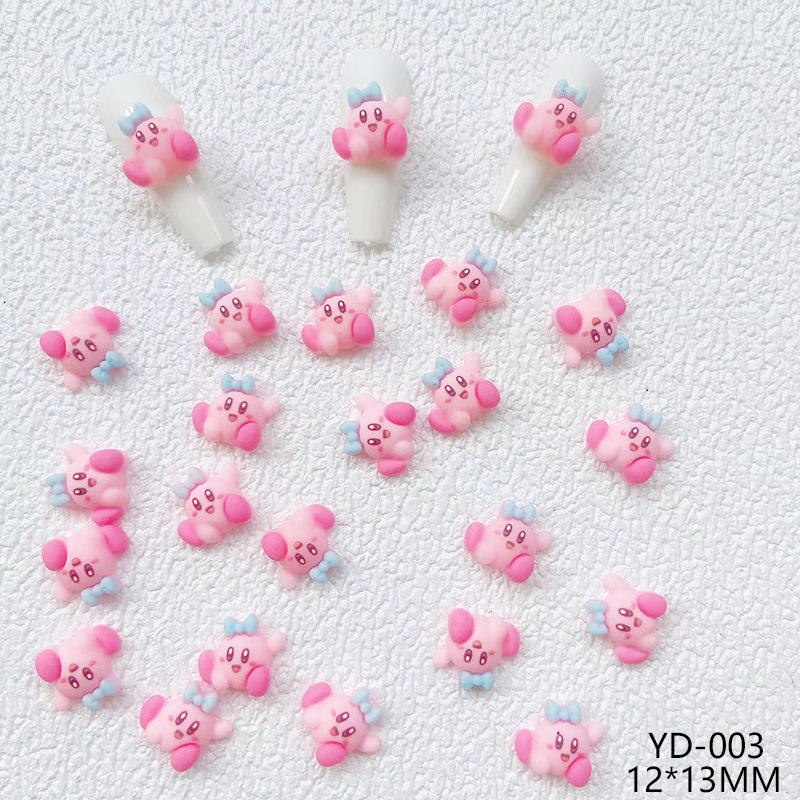 Japan Cartoon Handmade Resin Nail Art Decorations Game Character Kirby Anime 3D Kawaii Nail Charms