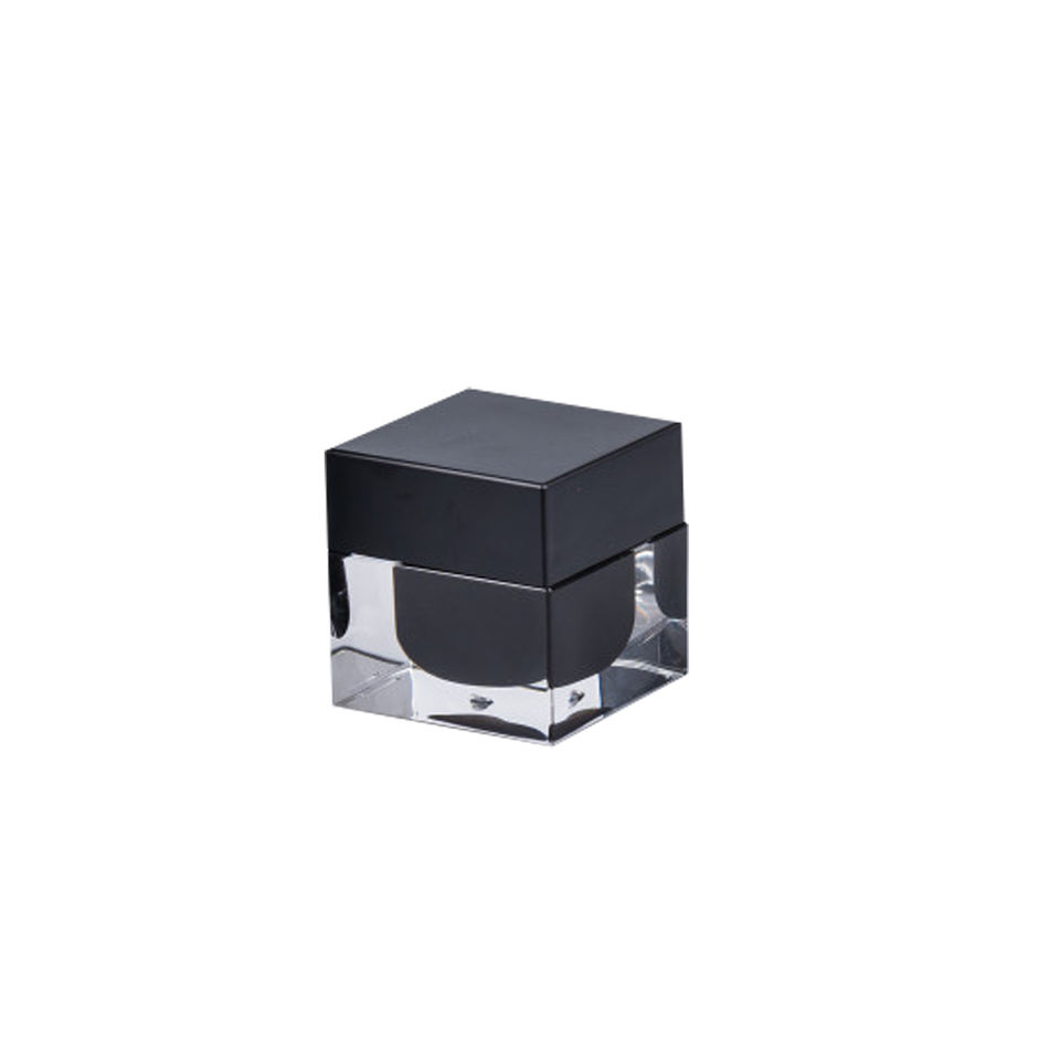 Acrylic Cosmetic Packaging Container Luxury Face Cream Jar 15g Empty Black Square Cosmetic Cream Jar