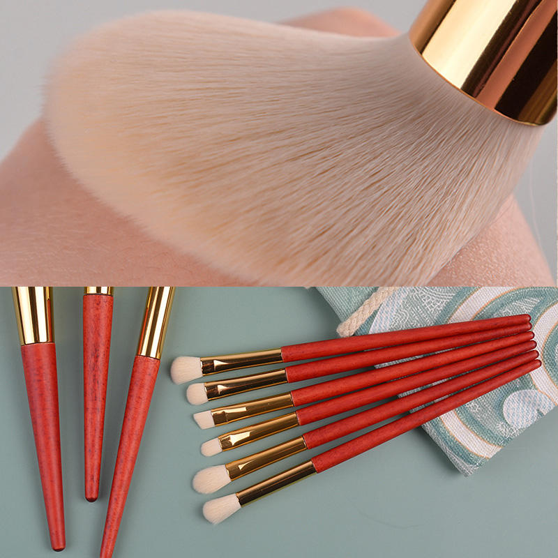 9Pcs Portable Private Label Professional Wood Handle Custom Logo Chinese Style Red Makeup Brush Set