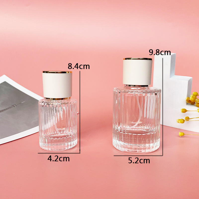 Luxury Custom Cylinder Shape Fragrance Bottles 30ml 50ml Spray Empty Refillable Glass Perfume Bottle