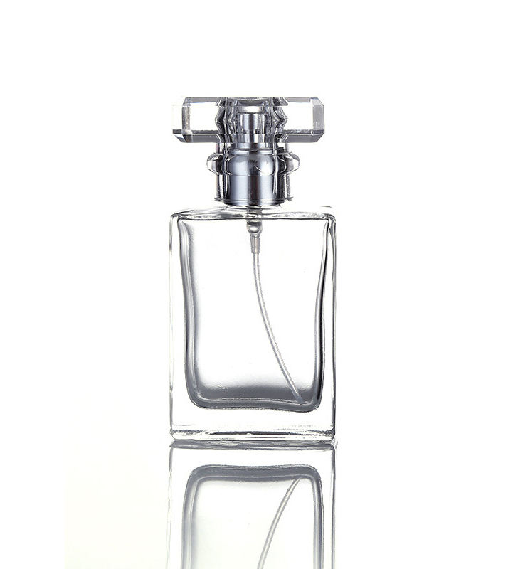 30ml Clear Frosted Black Refillable Flat Square Empty Glass Bottle Rectangular Perfumes Bottle With Cap