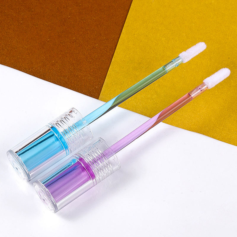 4ml Full Clear Transparent Liquid Makeup Packaging Color Brush Stick Round Lip Gloss Tube