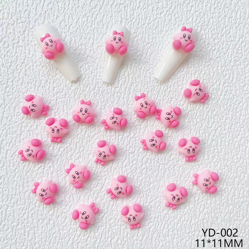 Japan Cartoon Handmade Resin Nail Art Decorations Game Character Kirby Anime 3D Kawaii Nail Charms