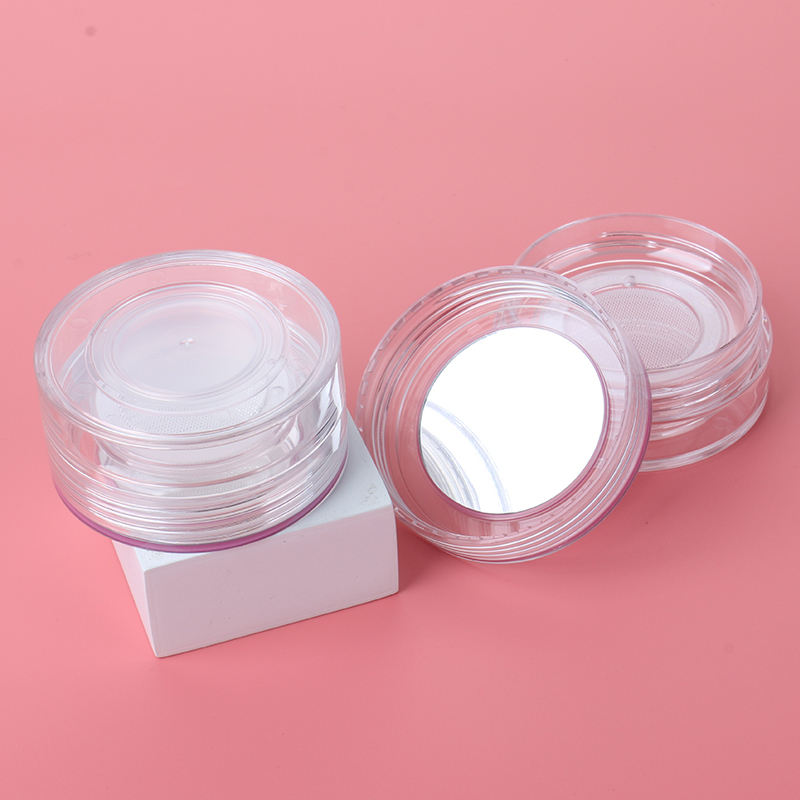 Pms Color White Color Round Logo Customized Luxury Compact Powder Case Small Screen Printing Plastic Loose Powder Case