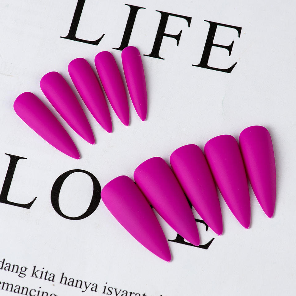 Matte 30pcs Extra Long Ballerina Solid Color Full Cover Stiletto Matte False Nails