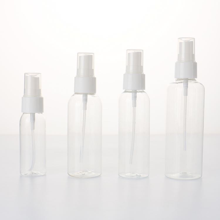 30ml/50ml/75ml/100ml travel use no label white transparent different capacities spray PET fancy spray bottle