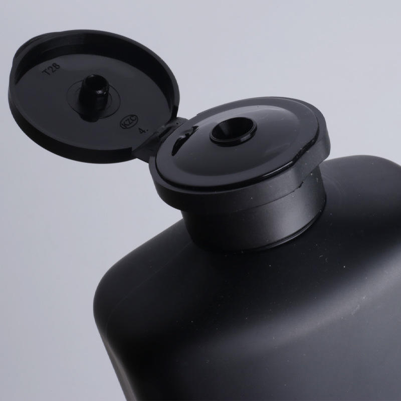 350ml PET Plastic Bottle Shampoo Matte Black Flat Shower Bottles Plastic Squeeze Bottle With Flip Top Cap For Men