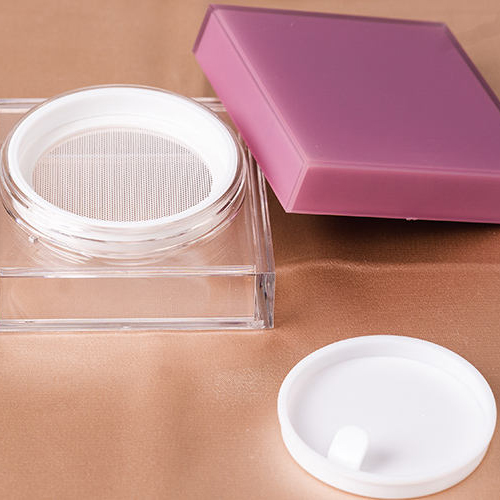 Square Shaped As Plastic Powder Jar Cosmetic Loose Powder Jar With Sifter And Rotating Sifters