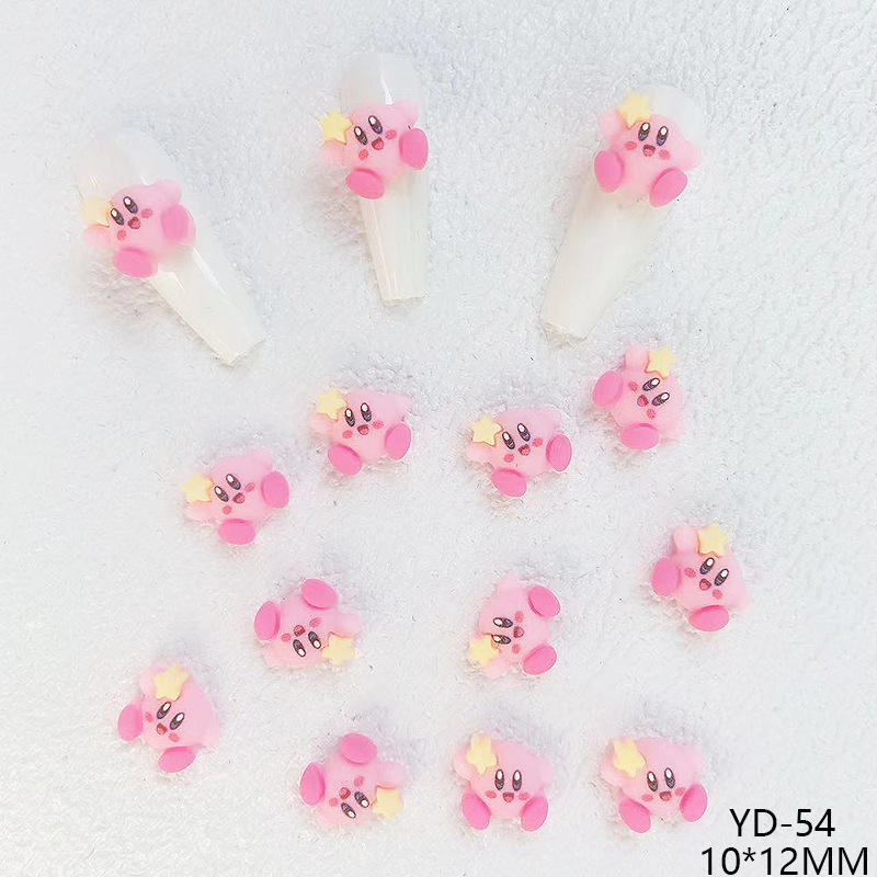 Japan Cartoon Handmade Resin Nail Art Decorations Game Character Kirby Anime 3D Kawaii Nail Charms