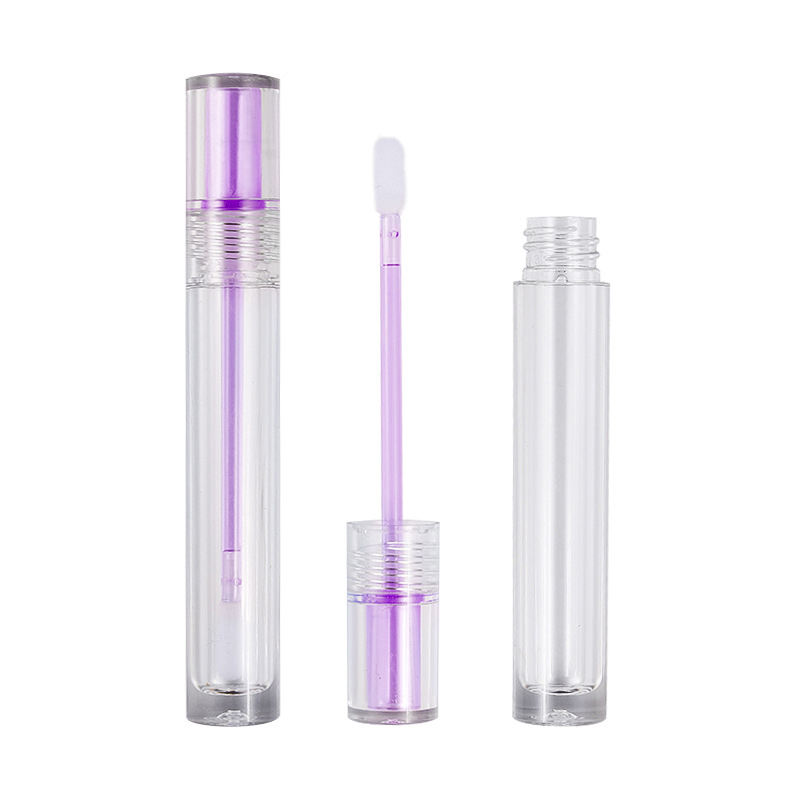 4ml Full Clear Transparent Liquid Makeup Packaging Color Brush Stick Round Lip Gloss Tube