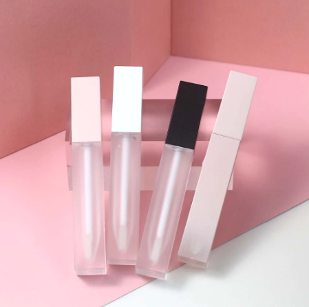 7ml Lip Gloss Containers Tube Packaging With Wands Frosted Transparent Lipgloss Tube Square Matte Lip Gloss Tubes