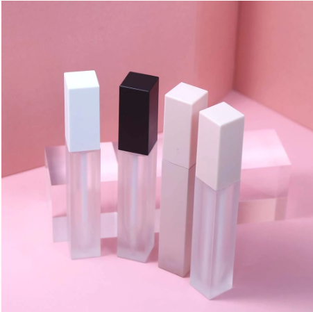 7ml Lip Gloss Containers Tube Packaging With Wands Frosted Transparent Lipgloss Tube Square Matte Lip Gloss Tubes