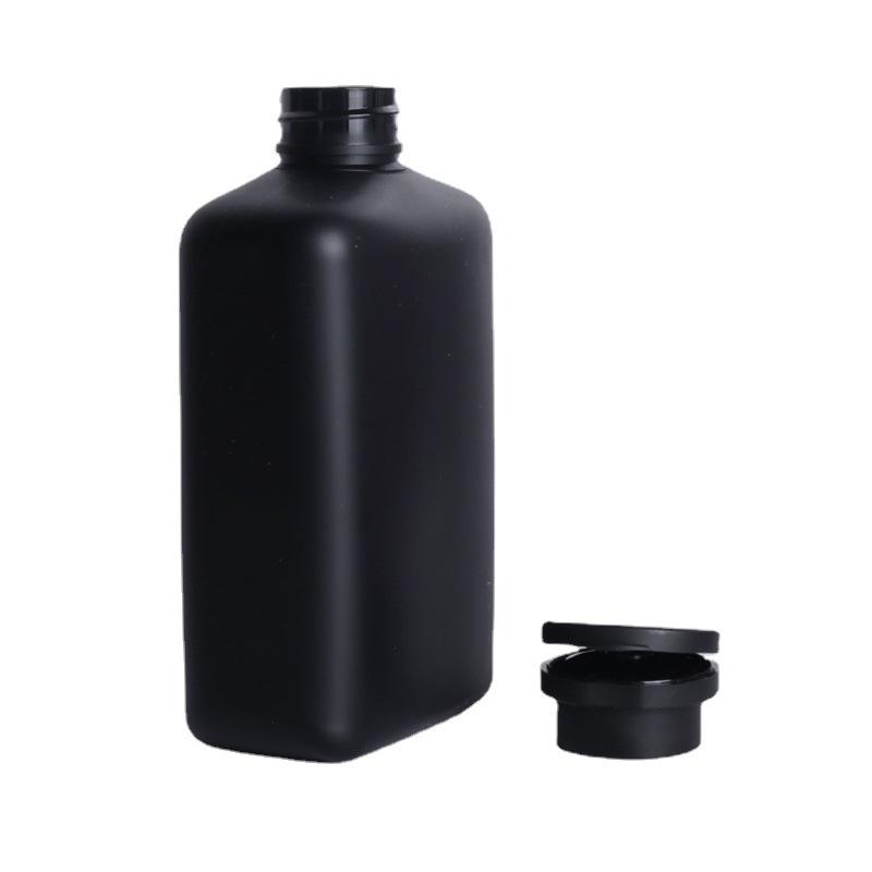 350ml PET Plastic Bottle Shampoo Matte Black Flat Shower Bottles Plastic Squeeze Bottle With Flip Top Cap For Men