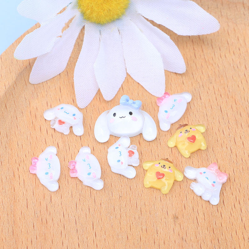 Japan Anime Character Cute Puppy Cinnamoroll Purin Handmade Nail DIY Cartoon Nails Art Decoration