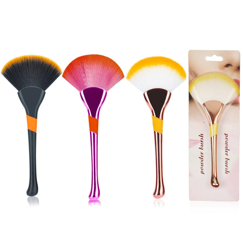 Professional Synthetic Hair Colorful Face Highlight Powder Brush Single Fan Makeup Brush