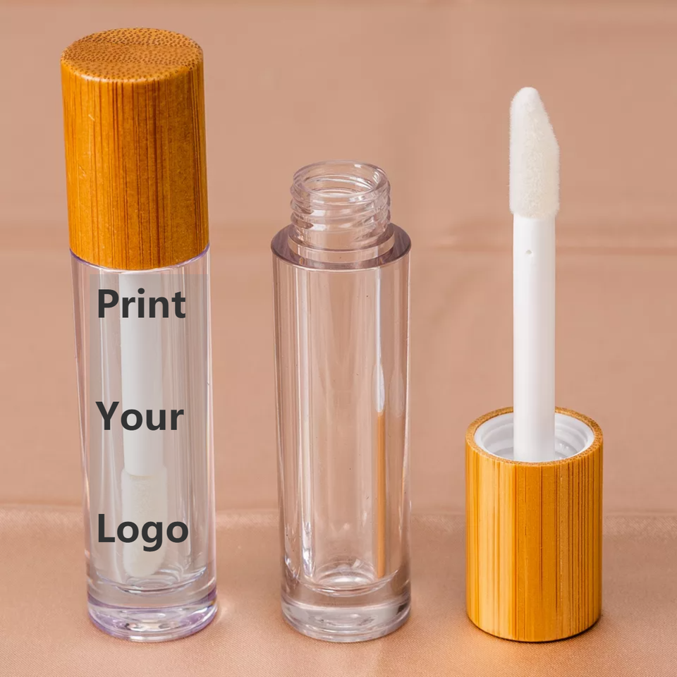 In Stock Wholesale Eco Friendly Empty Containers Bamboo Cosmetic Packaging Lip Gloss Tube