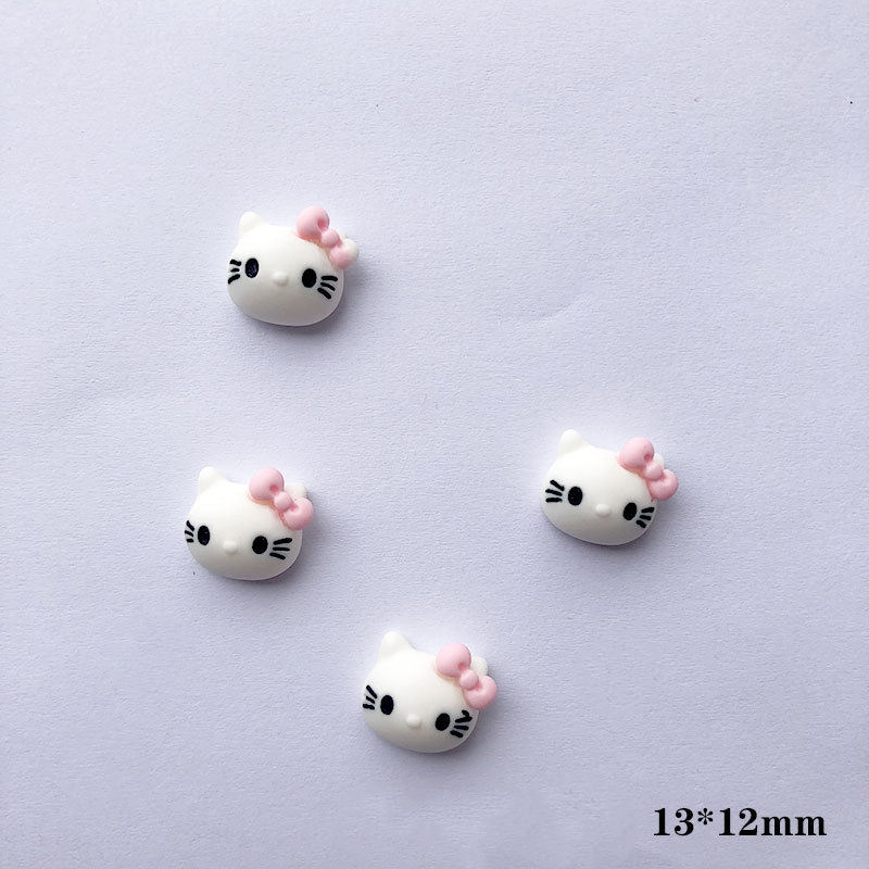 Cute Animal Bow Fun Nail Accessories Rotatable Kawaii 3D Kitty Nail Charms For DIY Nails Art