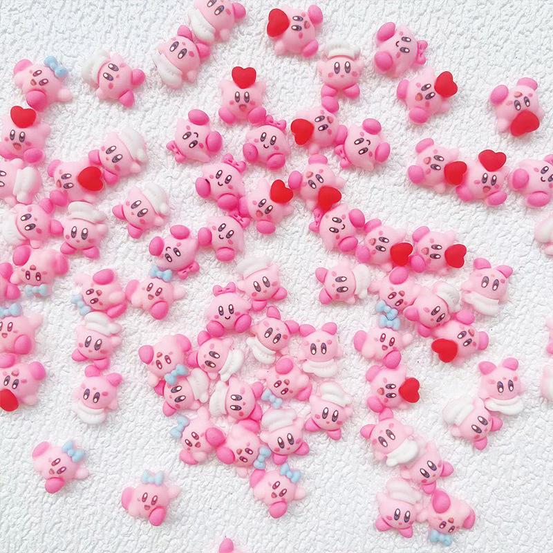 Japan Cartoon Handmade Resin Nail Art Decorations Game Character Kirby Anime 3D Kawaii Nail Charms