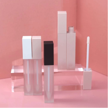 7ml Lip Gloss Containers Tube Packaging With Wands Frosted Transparent Lipgloss Tube Square Matte Lip Gloss Tubes