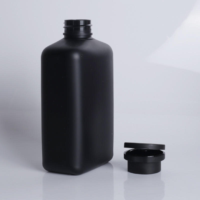 350ml PET Plastic Bottle Shampoo Matte Black Flat Shower Bottles Plastic Squeeze Bottle With Flip Top Cap For Men