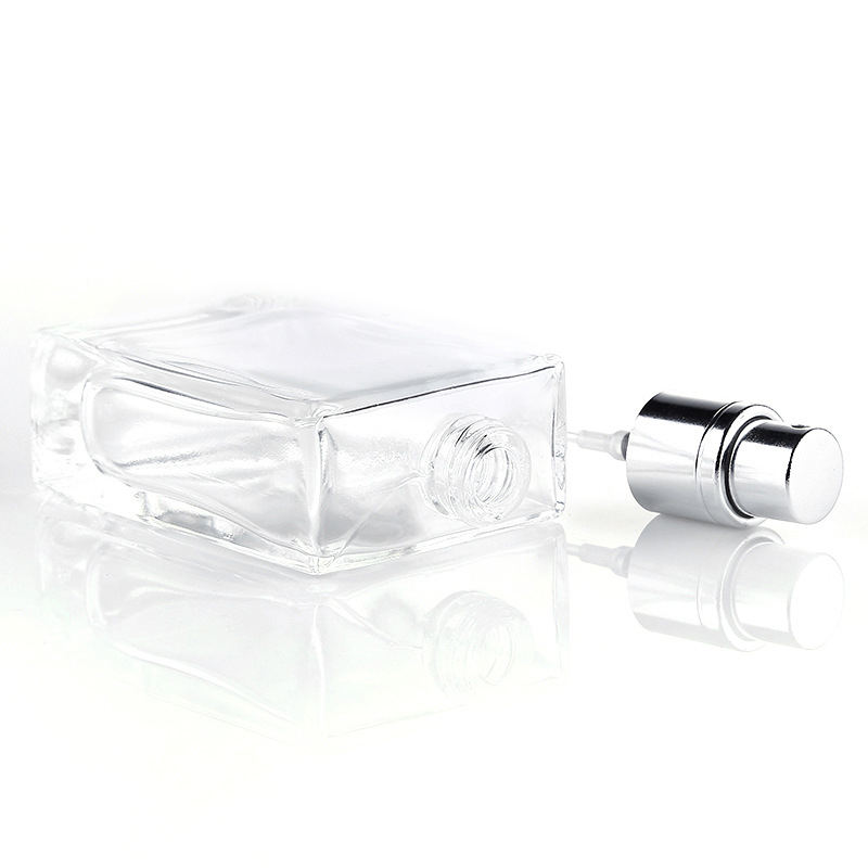 30ml Clear Frosted Black Refillable Flat Square Empty Glass Bottle Rectangular Perfumes Bottle With Cap